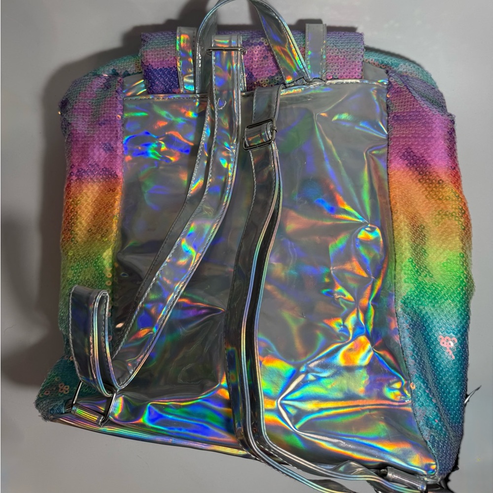 Justice Holographic Rainbow girls Backpack | Festival Y2K Rave Bag - Picture 4 of 5